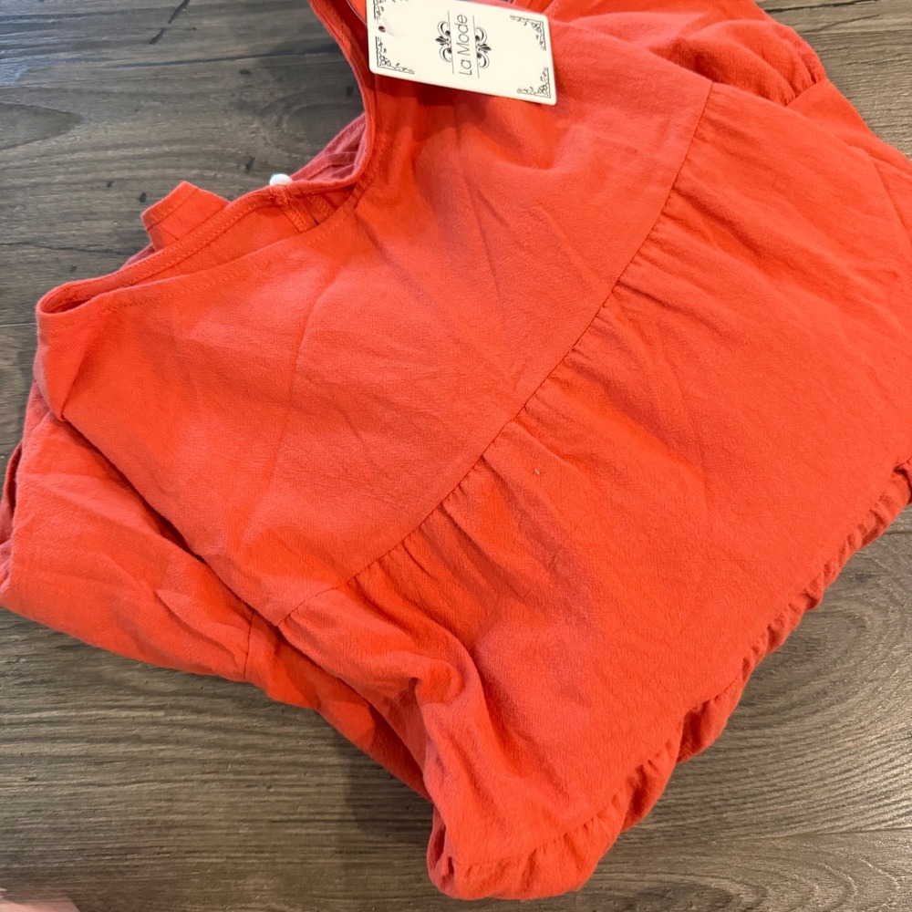 La Mode Coral‎ Orange Tiered Babydoll Tunic Top Long Sleeve XL NEW